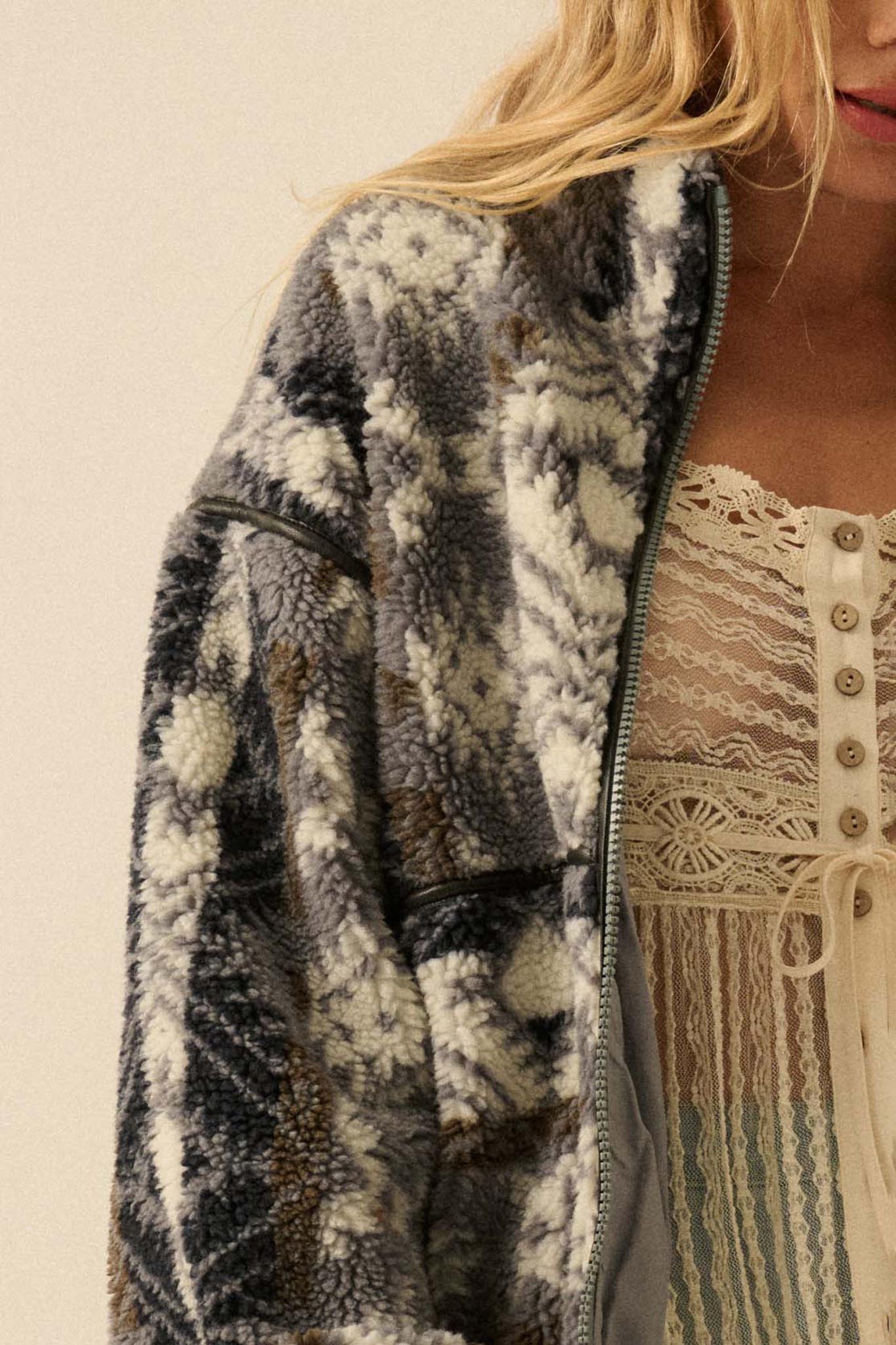 Bear Creek Geo-Print Fleece Zip-Front Jacket