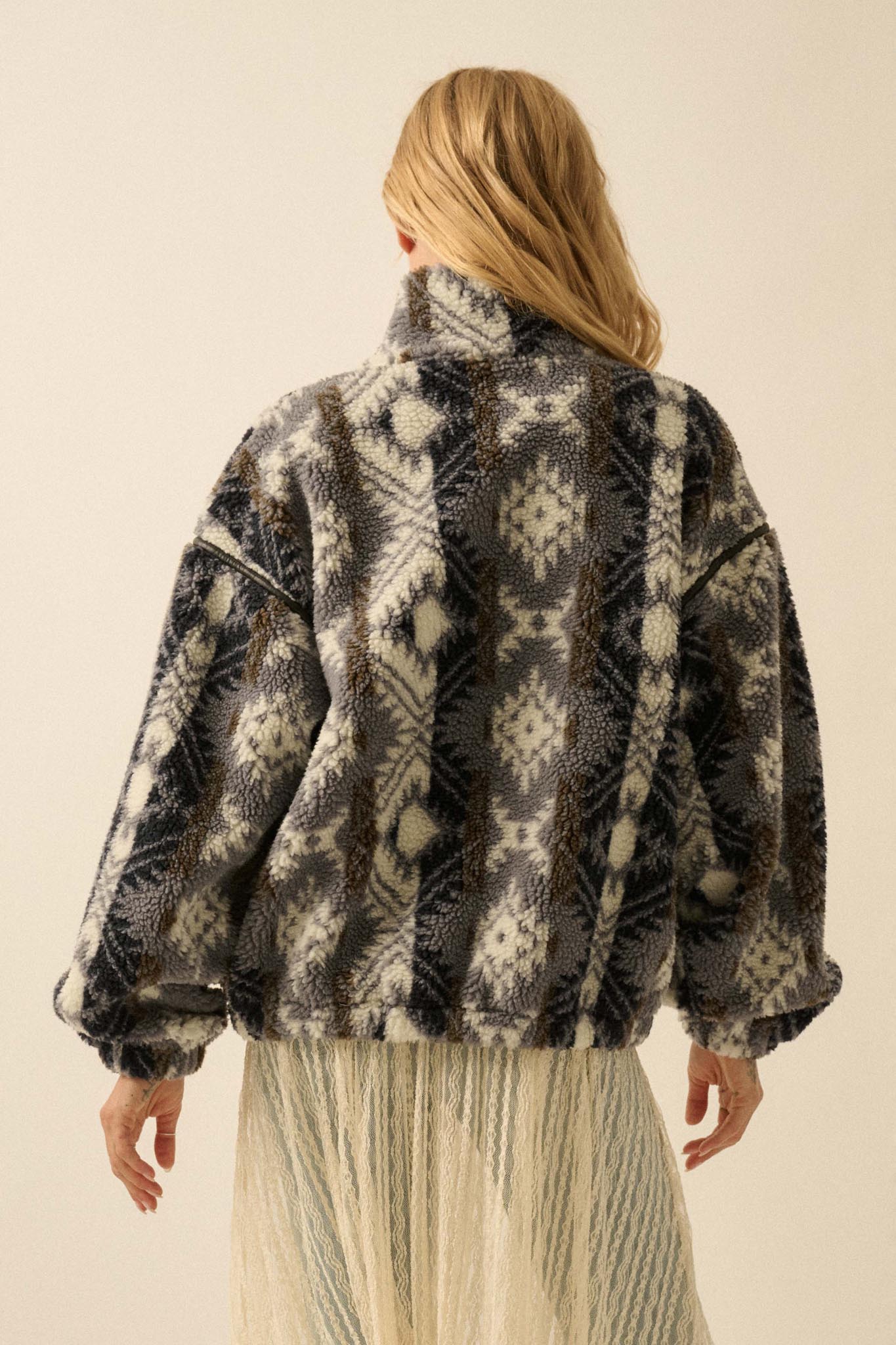 Bear Creek Geo-Print Fleece Zip-Front Jacket