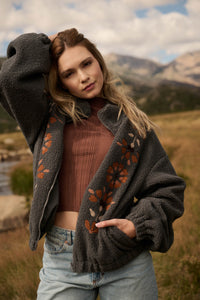 Blooming Hills Floral-Embroidered Fleece Jacket - ShopPromesa
