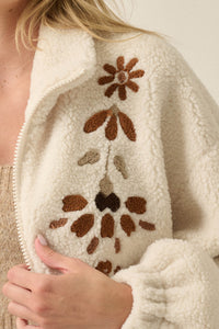 Blooming Hills Floral-Embroidered Fleece Jacket - ShopPromesa
