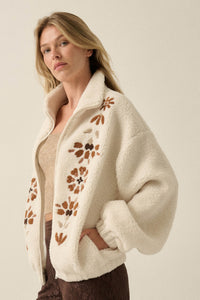 Blooming Hills Floral-Embroidered Fleece Jacket - ShopPromesa
