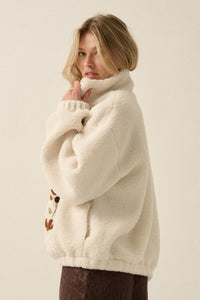 Blooming Hills Floral-Embroidered Fleece Jacket - ShopPromesa