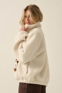 Blooming Hills Floral-Embroidered Fleece Jacket - ShopPromesa