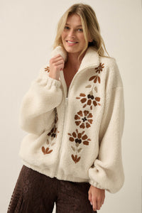 Blooming Hills Floral-Embroidered Fleece Jacket - ShopPromesa