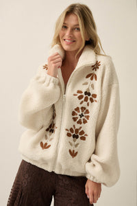 Blooming Hills Floral-Embroidered Fleece Jacket - ShopPromesa