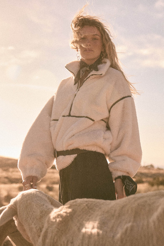 All Fur the Best Faux Fur Half-Zip Pullover Jacket - ShopPromesa