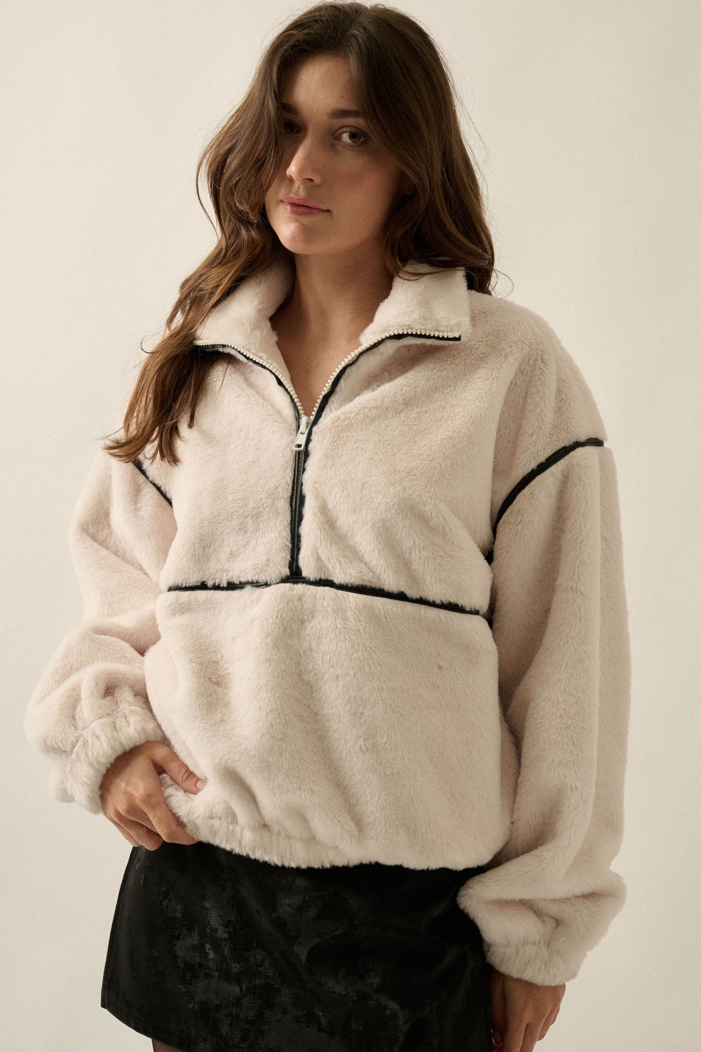 All Fur the Best Faux Fur Half-Zip Pullover Jacket - ShopPromesa