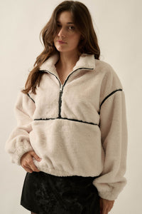 All Fur the Best Faux Fur Half-Zip Pullover Jacket - ShopPromesa