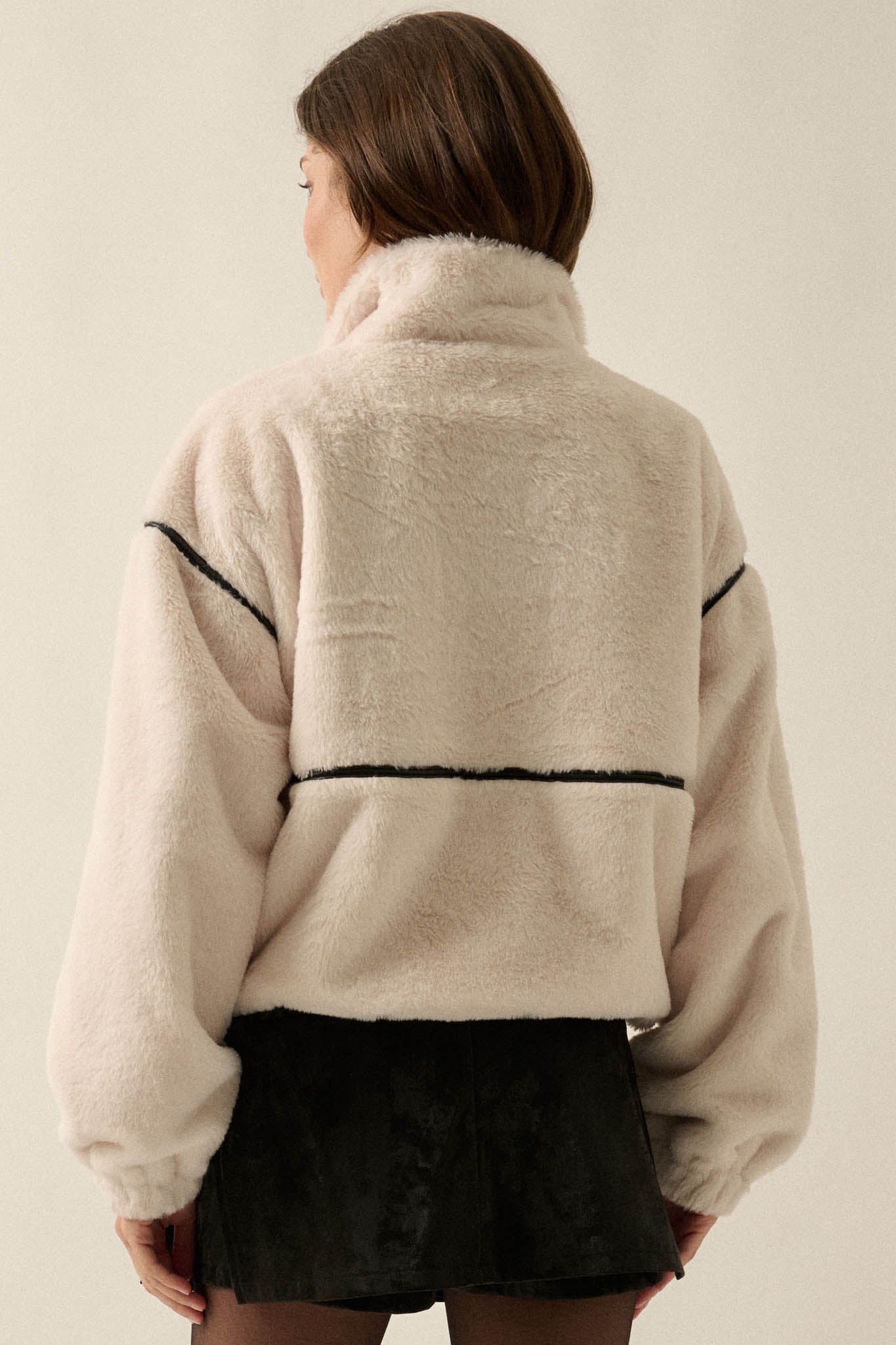 All Fur the Best Faux Fur Half-Zip Pullover Jacket - ShopPromesa