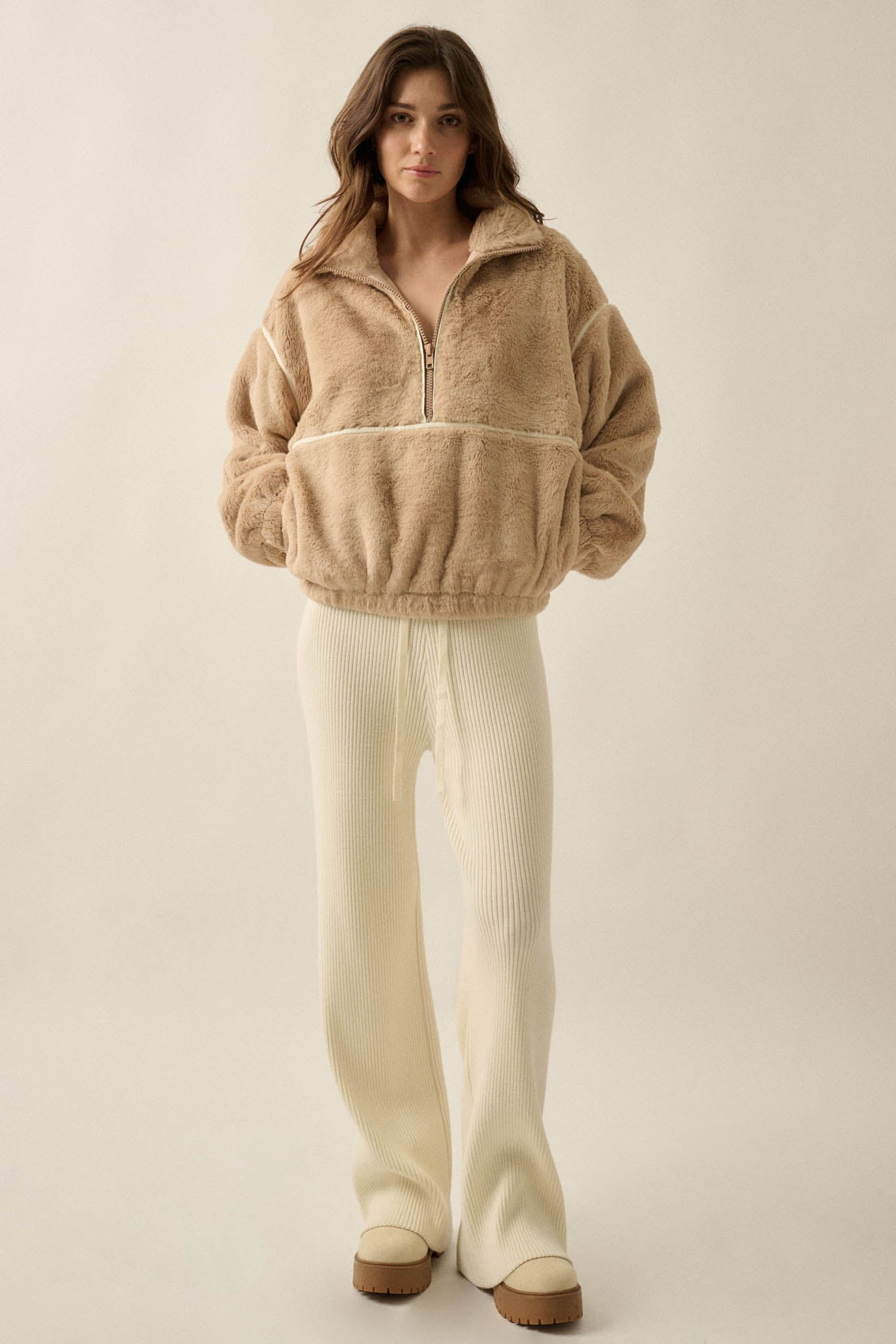 All Fur the Best Faux Fur Half-Zip Pullover Jacket - ShopPromesa