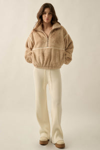 All Fur the Best Faux Fur Half-Zip Pullover Jacket - ShopPromesa