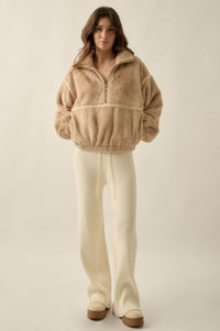 All Fur the Best Faux Fur Half-Zip Pullover Jacket - ShopPromesa