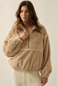 All Fur the Best Faux Fur Half-Zip Pullover Jacket - ShopPromesa