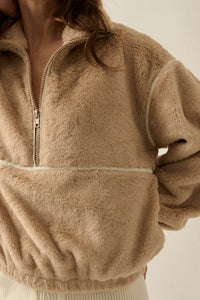 All Fur the Best Faux Fur Half-Zip Pullover Jacket - ShopPromesa