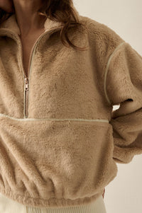 All Fur the Best Faux Fur Half-Zip Pullover Jacket - ShopPromesa