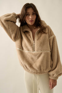 All Fur the Best Faux Fur Half-Zip Pullover Jacket - ShopPromesa