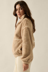 All Fur the Best Faux Fur Half-Zip Pullover Jacket - ShopPromesa
