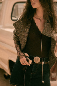 Del Mar Gold Box-Chain Horsebit Lariat Necklace - ShopPromesa