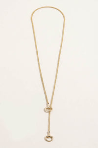 Del Mar Gold Box-Chain Horsebit Lariat Necklace - ShopPromesa