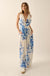 Lapis Lilies Floral Plunge-Front Wide-Leg Jumpsuit - ShopPromesa