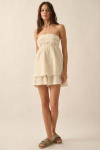 Lace Yourself Crochet-Trim Crinkle Cotton Romper - ShopPromesa