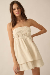 Lace Yourself Crochet-Trim Crinkle Cotton Romper - ShopPromesa