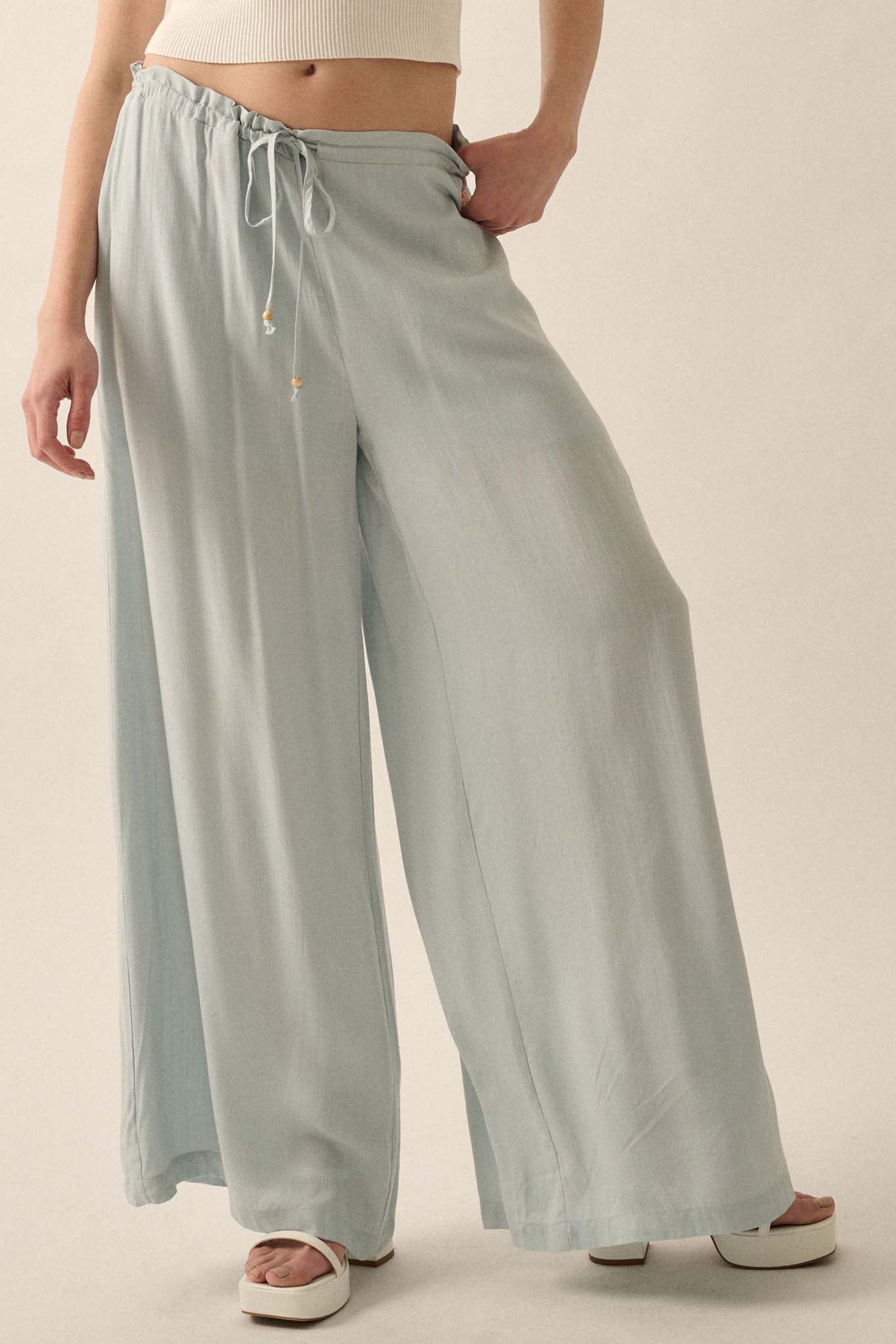 Walk on By Wide-Leg Drawstring Palazzo Pants - ShopPromesa