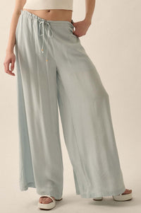 Walk on By Wide-Leg Drawstring Palazzo Pants - ShopPromesa