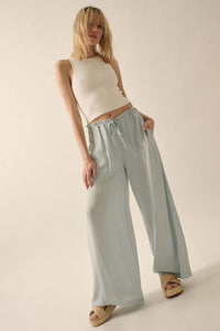 Walk on By Wide-Leg Drawstring Palazzo Pants - ShopPromesa