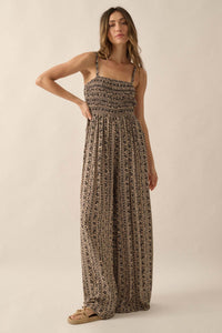 Far Off Somewhere Floral-Stripe Wide-Leg Jumpsuit - ShopPromesa