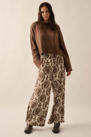 Pure Luxury Ornate Floral-Print Wide-Leg Pants - ShopPromesa