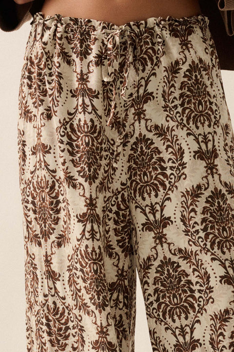 Pure Luxury Ornate Floral-Print Wide-Leg Pants - ShopPromesa