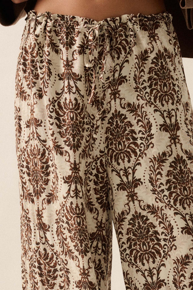 Pure Luxury Ornate Floral-Print Wide-Leg Pants - ShopPromesa