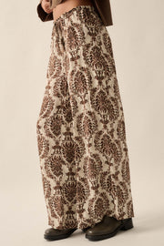 Pure Luxury Ornate Floral-Print Wide-Leg Pants - ShopPromesa