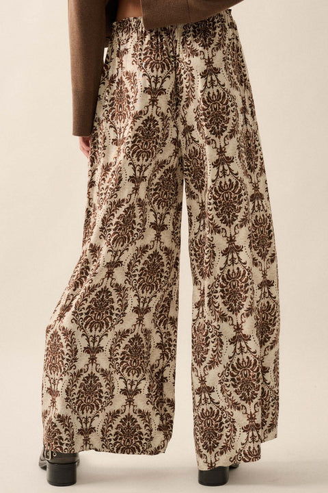 Pure Luxury Ornate Floral-Print Wide-Leg Pants - ShopPromesa