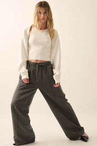 Step Above Twill Wide-Leg Drawstring Pants - ShopPromesa