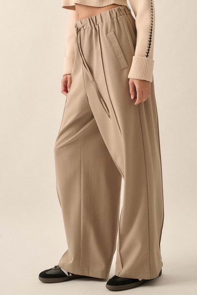 Step Above Twill Wide-Leg Drawstring Pants - ShopPromesa