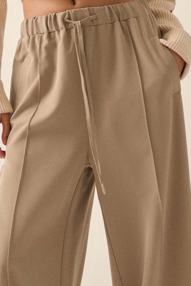 Step Above Twill Wide-Leg Drawstring Pants - ShopPromesa