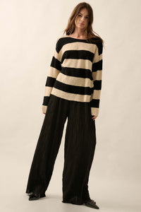 Flow Me Away Wavy Ribbed-Knit Wide-Leg Pants - ShopPromesa