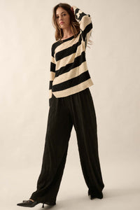 Flow Me Away Wavy Ribbed-Knit Wide-Leg Pants - ShopPromesa