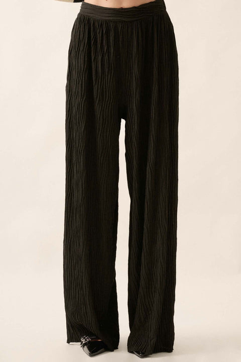 Flow Me Away Wavy Ribbed-Knit Wide-Leg Pants - ShopPromesa