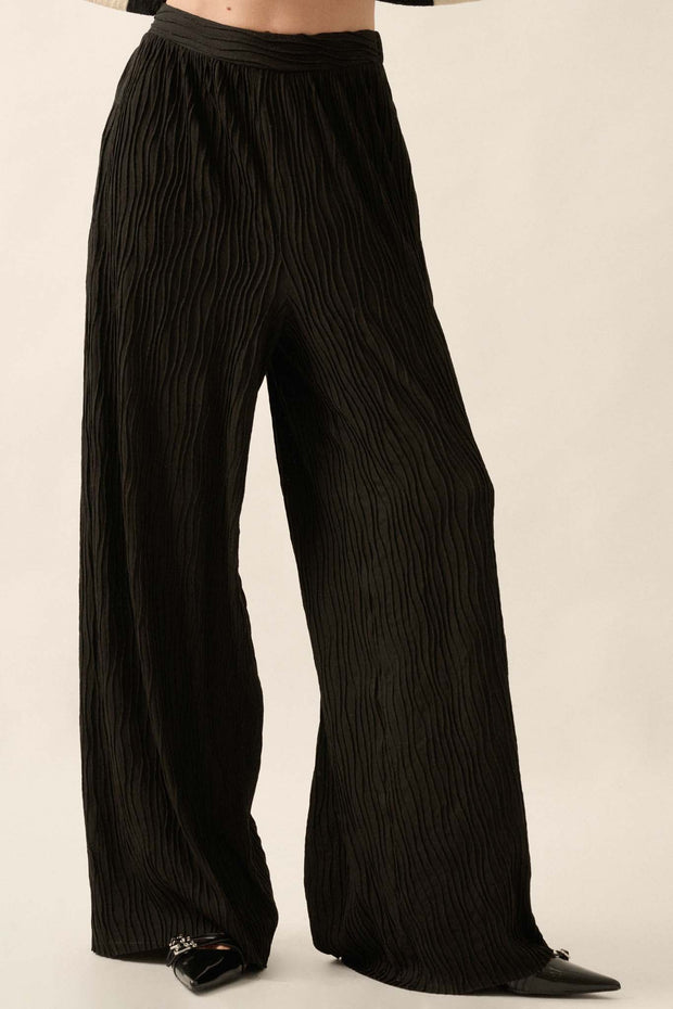 Flow Me Away Wavy Ribbed-Knit Wide-Leg Pants - ShopPromesa