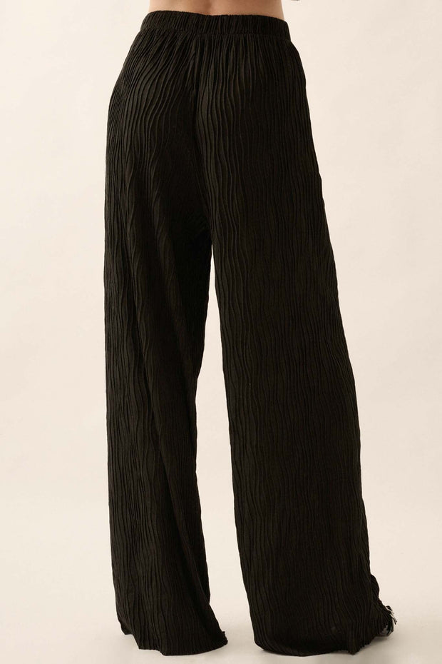 Flow Me Away Wavy Ribbed-Knit Wide-Leg Pants - ShopPromesa