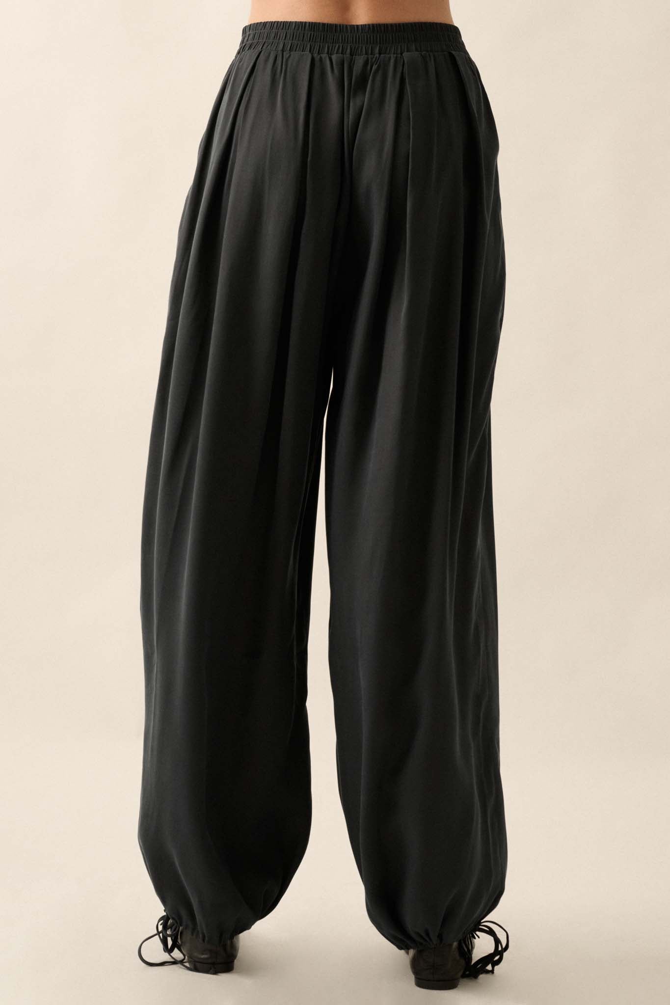 Loosely Translated Pleated Wide-Leg Harem Pants - ShopPromesa