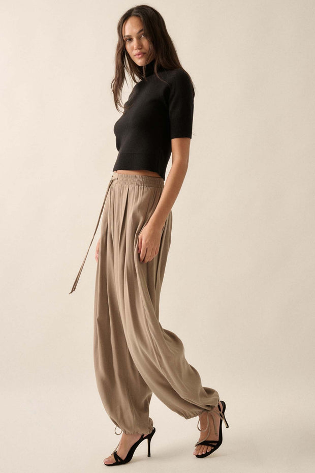 Loosely Translated Pleated Wide-Leg Harem Pants - ShopPromesa