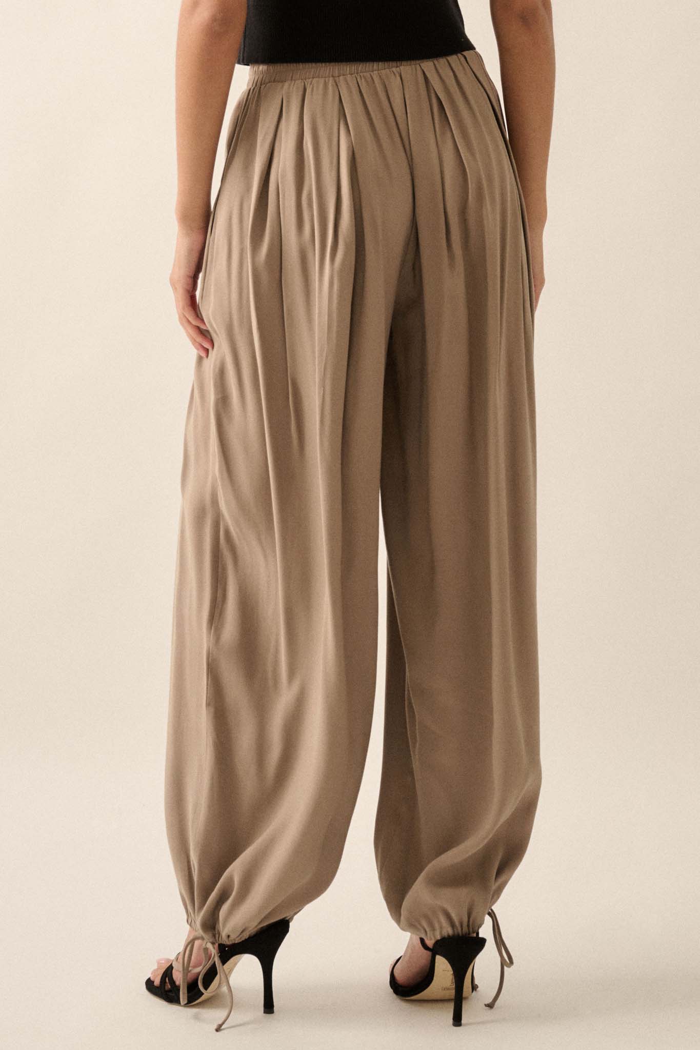 Loosely Translated Pleated Wide-Leg Harem Pants - ShopPromesa