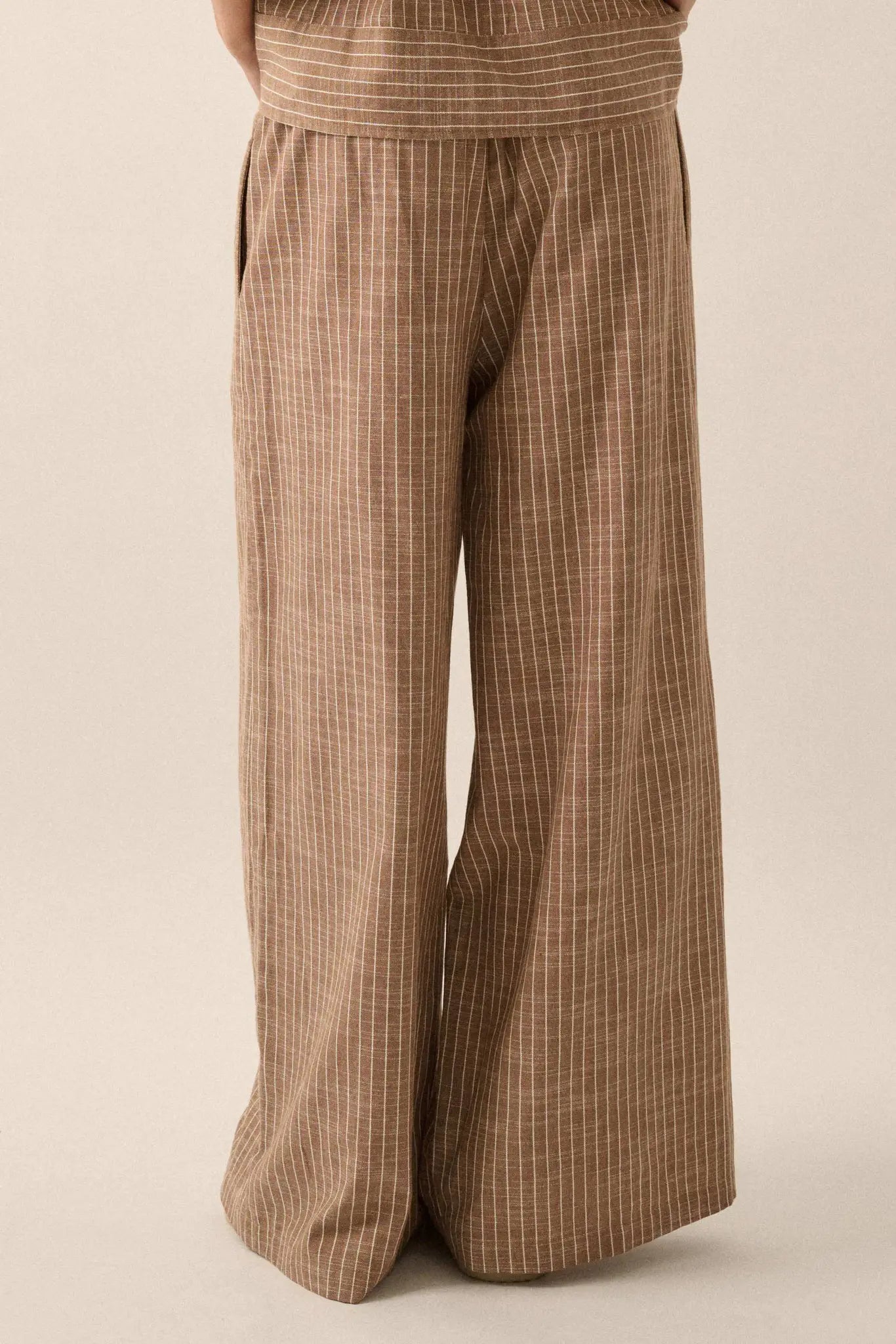 Weekend Away Pinstripe Wide-Leg Drawstring Pants - ShopPromesa
