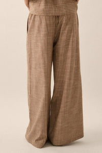 Weekend Away Pinstripe Wide-Leg Drawstring Pants - ShopPromesa