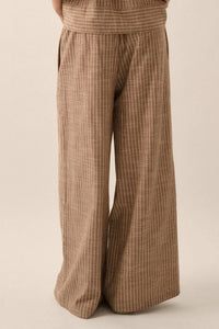 Weekend Away Pinstripe Wide-Leg Drawstring Pants - ShopPromesa