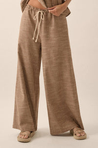 Weekend Away Pinstripe Wide-Leg Drawstring Pants - ShopPromesa
